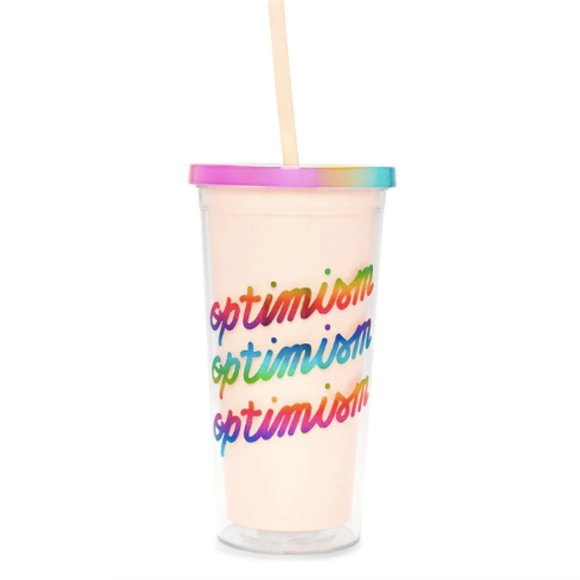 NWT Ban.do sip sip tumbler with straw- OPTIMISM - Picture 1 of 6
